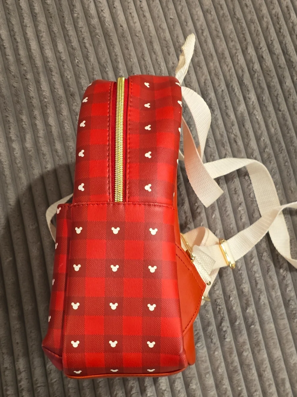 Funko Red and White Mickey & Minnie Holiday Plaid Backpack